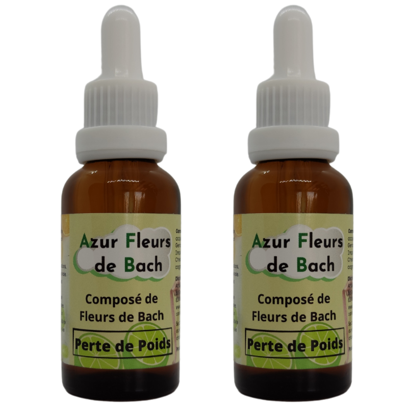 - 40% PERTE DE POIDS | 2 flacons de 30ml | Mélange de 7 Fleurs de Bach pour mincir durablement