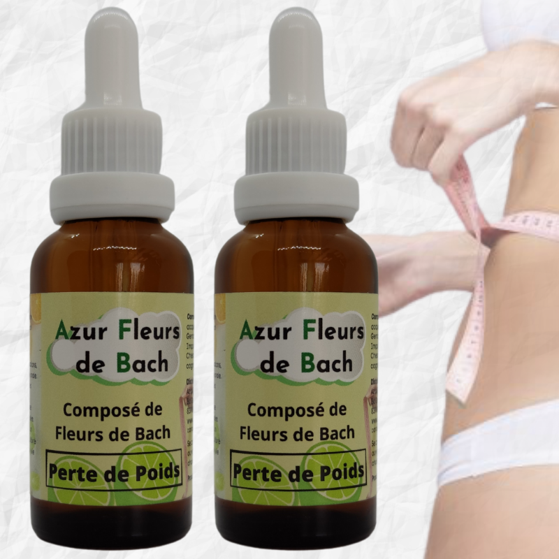 - 40% PERTE DE POIDS | 2 flacons de 30ml | Mélange de 7 Fleurs de Bach pour mincir durablement