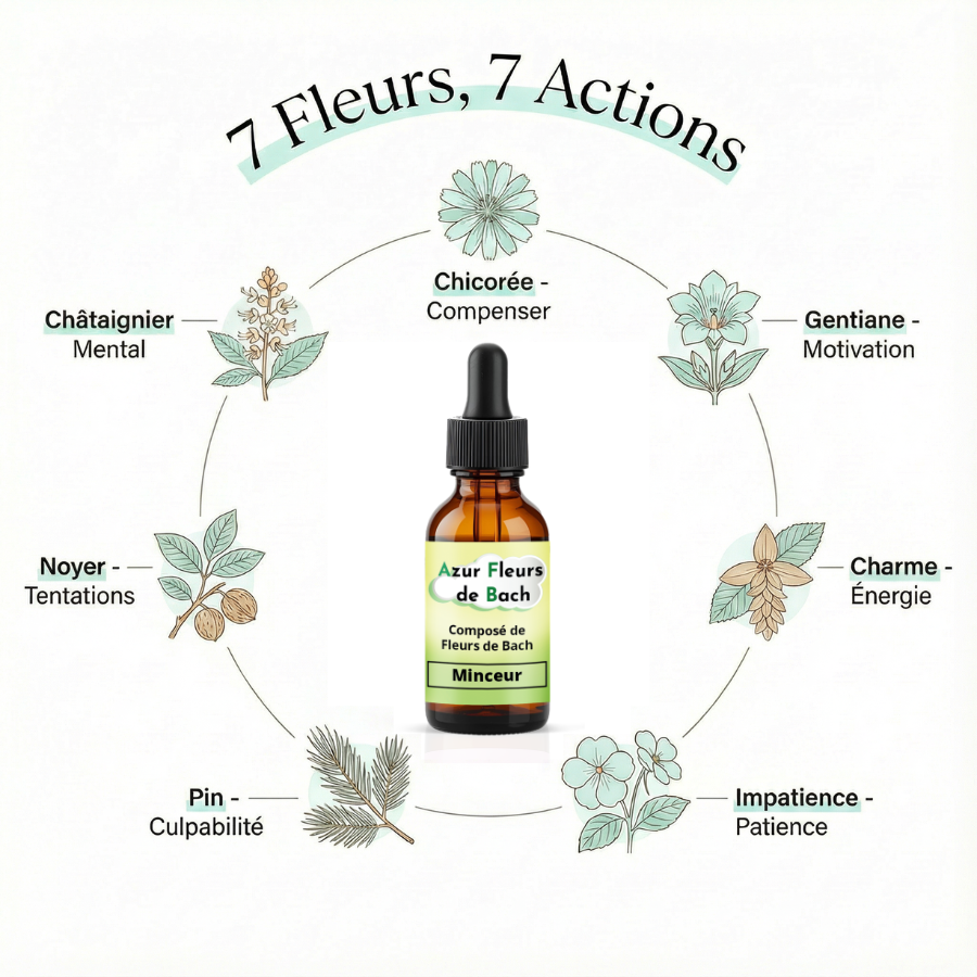 MINCEUR | Flacon de 30ml | Mélange de 7 Fleurs de Bach