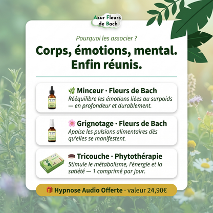 Trio Minceur | Minceur + Grignotage + Tricouche + Hypnose Offerte