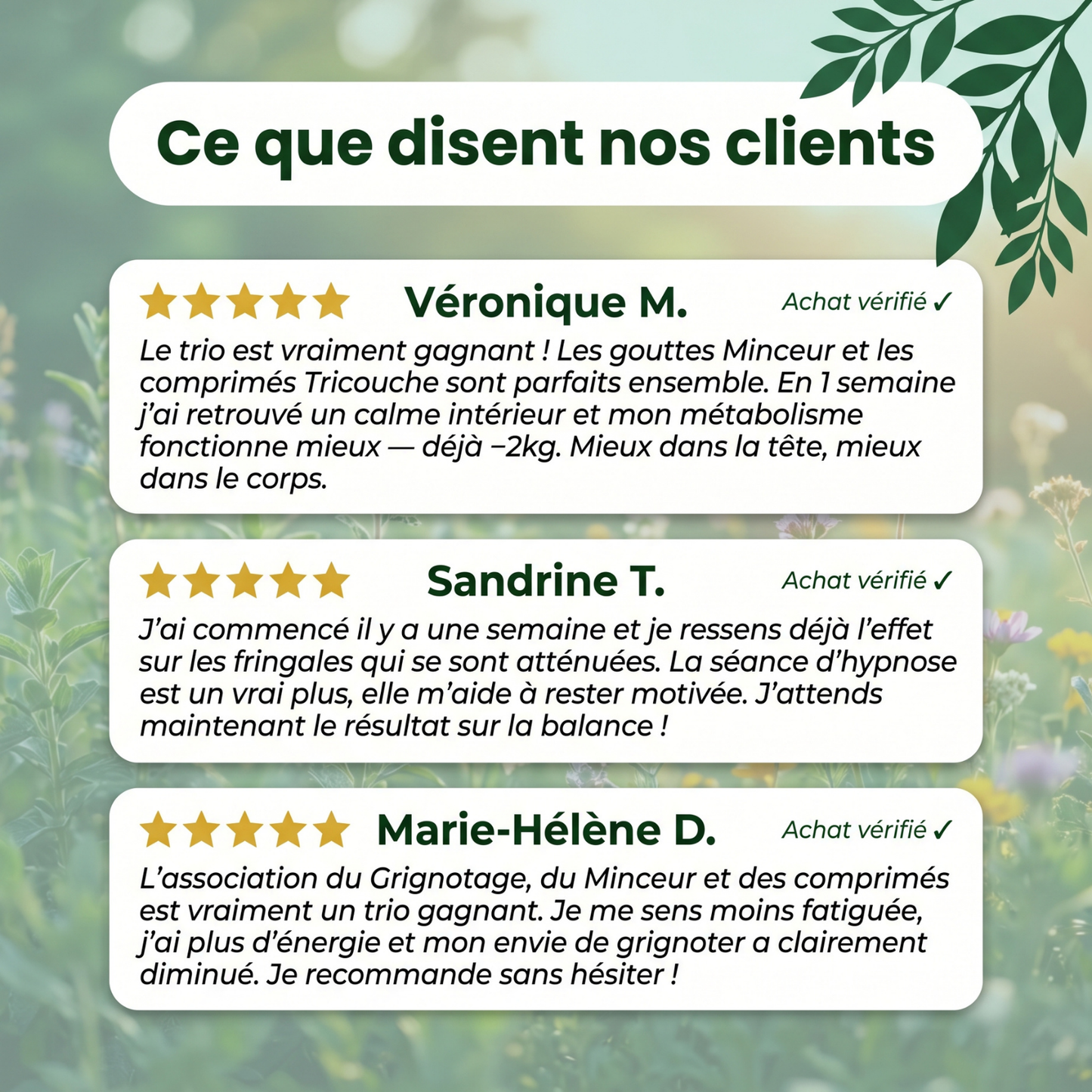 Trio Minceur | Minceur + Grignotage + Tricouche + Hypnose Offerte